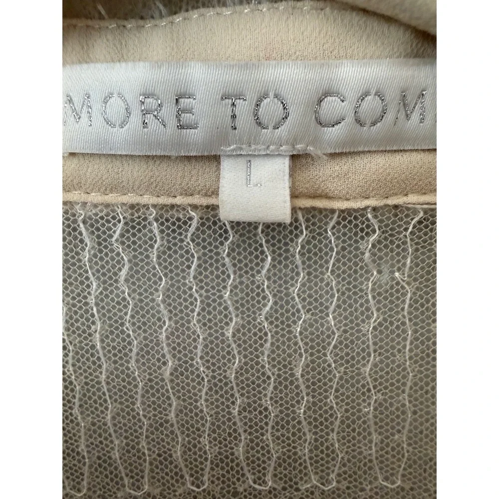 More To Come Revolve Ivory Sequin 2 Piece Sheer Button Down Shirt Pants Set M/L - Picture 10 of 11